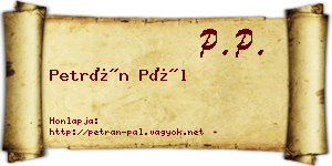 Petrán Pál névjegykártya